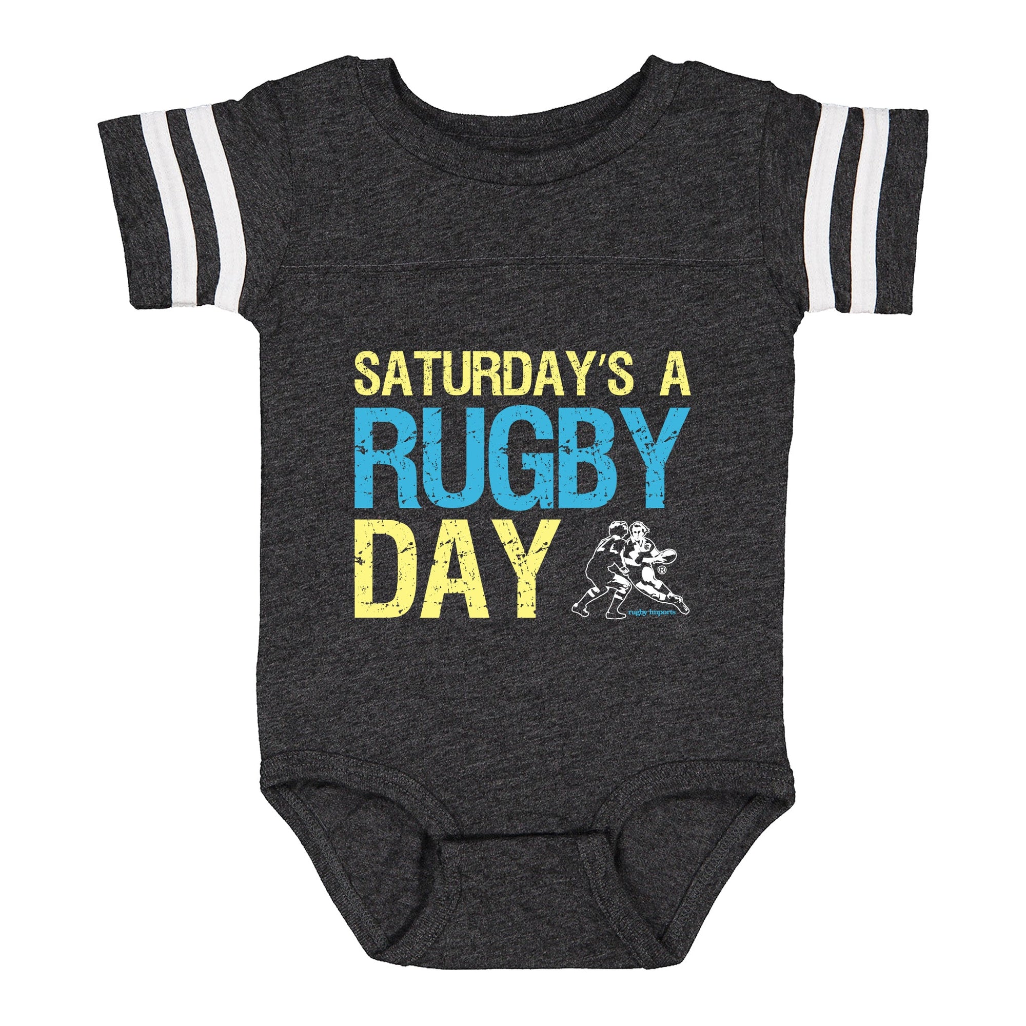 Rugby Imports Saturday Rugby Retro Stripe Baby Onesie