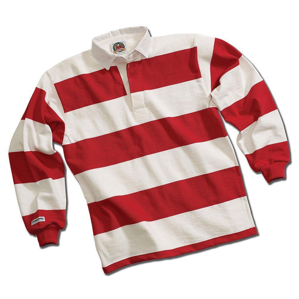 red and white rugby shirt