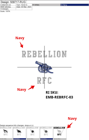 Rugby Imports Rebellion RFC Embroidery