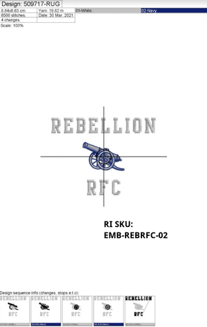 Rugby Imports Rebellion RFC Embroidery